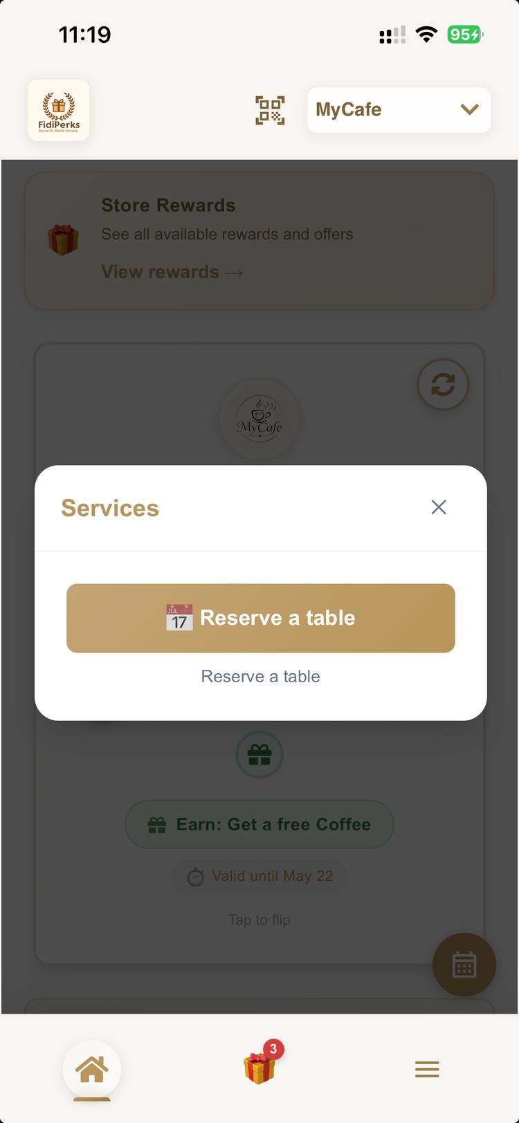 FidiPerks booking widget integration